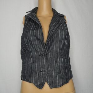 Level 99 Striped Vest Racerback Top Button Up EUC Small Distressed